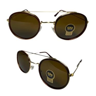 Imagem de Óculos de Sol Original Passion Double Round Marrom Feminino Masculino Unissex UV400