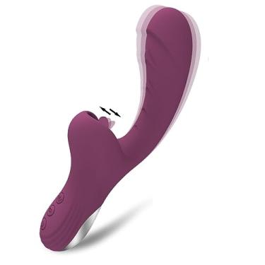 Imagem de Vibrador 2 em 1 Lambendo e Estimulador do Ponto G Dildo Feminino Massageador 20 Velocidades Sexuais (Roxo)