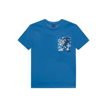 Imagem de Camiseta Azul Sonic Estampa Infantil Johnny Fox