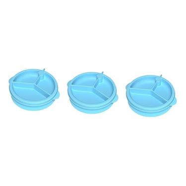 Imagem de Abaodam 3 Pecas Prato infantil cheio de água bandeja de alimentação do bebê bolsa pequena com zíper bandeja de comida prato de comida de silicone prato dividido de comida anti-queda otário