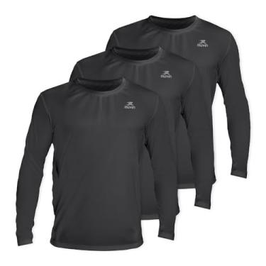 Imagem de Kit com 3 Camisa Dry Basic LS Muvin – Manga Longa – Masculina – FPSUV50 – Camiseta Para Academia – Treino Funcional – Pilates – Yoga – Corrida – Ginástica – Fitness – Caminhada (P, Chumbo)