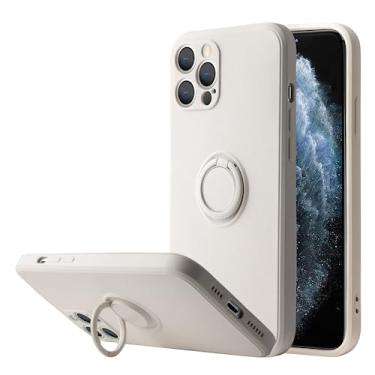 Imagem de GIFTZS Capa de telefone com anel traseiro de silicone macio simples fashion capa traseira magnética à prova de choque para iPhone 14 11 Pro Max 13 12 Mini 6s 8 7 14 Plus SE XS XR (branco, iPhone 8)
