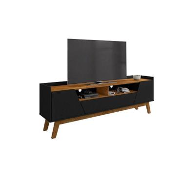 Imagem de Rack Florença 1.8 Preto Fosco/Naturalle - Bechara Móveis