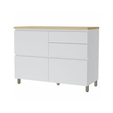 Imagem de Balcão Nesher Rainha em MDF 15mm com 1 Porta, 4 Gavetas e 1 Prateleira - 120cm de largura