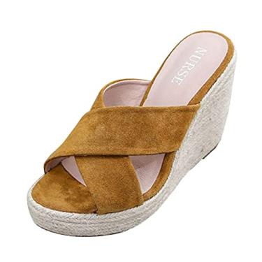 Imagem de Escolha sapatos femininos moda resistente sapatos casuais chinelos femininos sandálias alpargatas femininas terra, Amarelo, 7