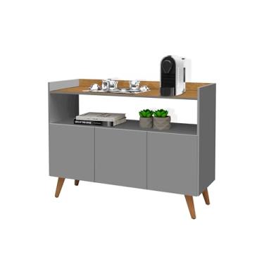 Imagem de Buffet Aparador Master 3 Portas Pés Retrô - J&A (Cinza/Nature)