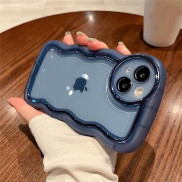Imagem de Para iPhone 14 13 12 11 Pro Max XS X XR SE 7 8 Plus Capa antiderrapante ondulada borda curva transparente macia anti-queda lente capa de filme, azul, para iPhone 13Pro Max