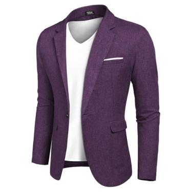 Imagem de COOFANDY Blazer masculino casual esportivo casaco slim fit um botão jaqueta esportiva leve, Roxa, 3X-Large
