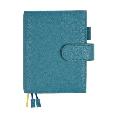 Imagem de Ox Knight Capa planejadora de couro A6 para Hobonichi, Stalogy, Midori Hibino, Leuchtturm1917 e mais - com laço para caneta, compartimentos para cartões, bolso traseiro e marcadores de livro (azul