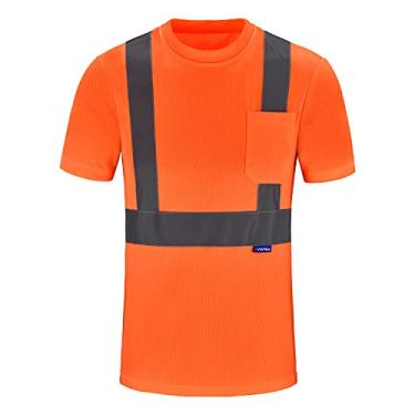 Imagem de Camisa de alta visibilidade, camisa de corrida de manga curta e segurança reflexiva com faixa reflexiva de impressão térmica, ASA12OL, Laranja, Medium