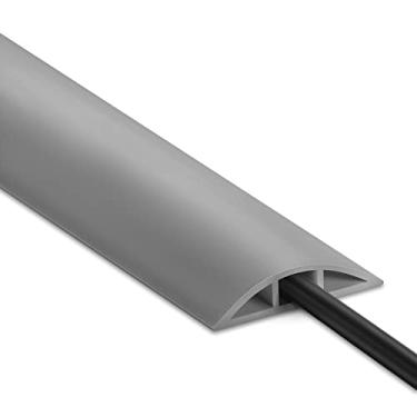 Imagem de Piso de cobertura de cabo de 1,2 m, piso oculto cinza, capa de cabo de extensão, protetor de cabo de alimentação, cabos ocultos no chão - Capas de fio de PVC macio - Cavidade do cabo: 1,2 cm (L) x 0,6