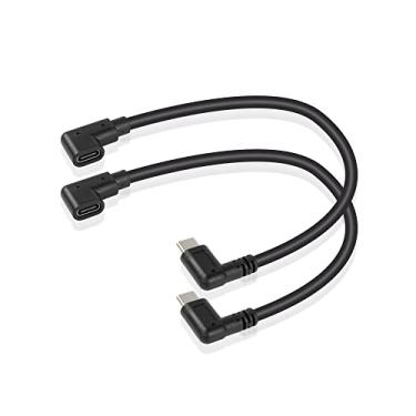 Imagem de GINTOOYUN Cabo de extensão USB C Cabo extensor USB tipo C, ângulo reto 90 graus macho para ângulo reto 90 graus fêmea cabo USB C para laptop. Tablet. Celular (0,3 m)
