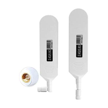 Imagem de POBADY Dual Band WiFi 2.4GHz 5.8GHz Antena 12dBi Alto Ganho Omnidirecional Cola em Bastão Conector SMA Macho Antena para Roteador WiFi Placa de Rede Sem Fio (Branco, 2 PCS)