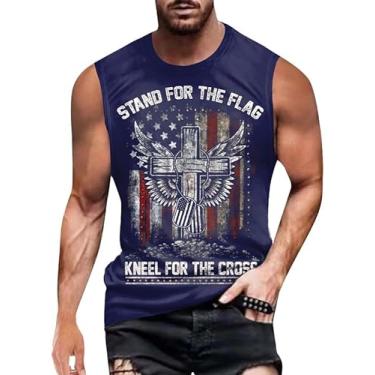 Imagem de Camiseta masculina 4th of July 1776 Muscle Tank Memorial Day Gym sem mangas para treino com bandeira americana, Preto - Suporte para a bandeira, 3G