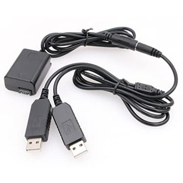 Imagem de ZBLZGP Adaptador de alimentação USB duplo acoplador CC AC-PW20 NP-FW50 bateria falsa para câmeras Sony A7 A7II A7R A7S A7RII A5000 A6300 A6500 A7000 RX10