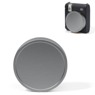 Imagem de HIYQIN Tampa protetora de lente compatível com câmera instantânea Fujifilm Instax Mini 99, capa de lente Instax Mini 99, tampa de alumínio com corda antiperda e bolsa à prova de poeira - cinza