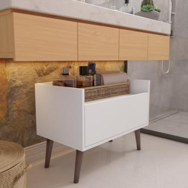 Imagem de Gabinete Armário Grécia com Nicho Organizador Multiuso e Porta Estilo Retrô Decoração p/Pia de Banheiro - Quarteto Móveis (BRANCO)