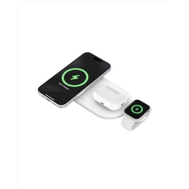 Imagem de Belkin Base de carregamento sem fio BoostCharge Pro 3 em 1 MagSafe compatível com Qi2 15W, carregador rápido para iPhone, compatível com iPhone 15, 14 e 13, AirPods, Apple Watch e mais - Branco
