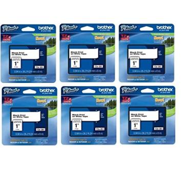 Imagem de Brother Fita laminada TZe-251 genuína P-Touch, impressão preta em fita laminada padrão branca para etiquetadores P-Touch, cada rolo tem 24 mm de largura, 8 m de comprimento