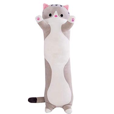 Imagem de VELIHOME Adorável boneca de gato de pelúcia, linda boneca de gato de pelúcia macia almofada de gatinho brinquedo almofada de dormir presente para crianças namoradas
