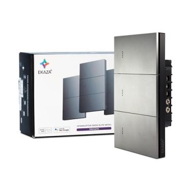 Imagem de EKAZA Interruptor Inteligente Tecla Física Mercúrio, ZigBee, Press Elite Metal, 3 Botões, Cinza, Compativel com Google Assistant e Amazon Alexa - KGD-T408-3ZG