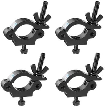 Imagem de MFL. Braçadeira de treliça resistente, grampos de luz de DJ de liga de alumínio de 300 libras, serve para treliça de 3 a 5 cm para projetor de iluminação de palco, preto, pacote com 4