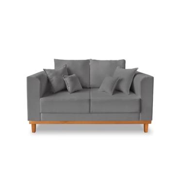 Imagem de Sofá Sala de Estar 02 Lugares Beny Suede Madeira prima deccor (Cinza)