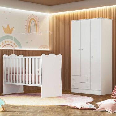 Imagem de Quarto Infantil Completo Iris 3 Portas 2 Gavetas Branco - Pnr Móveis