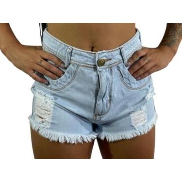Imagem de Shorts Jeans Hot Feminino Cintura Alta Desfiado C37 - Fanáticos Por Ci