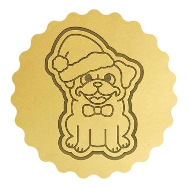 Imagem de Cortador Biscoito Dog Pug Cute Sentado Gorro Natal - DOCE IMPRESSO,  1