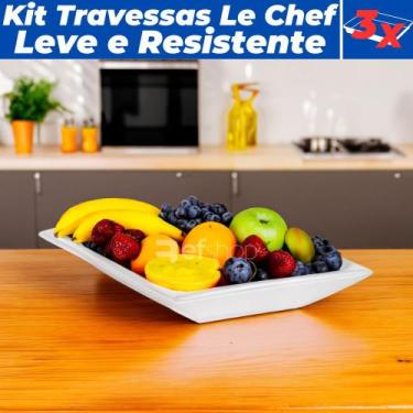 Imagem de Jogo De Travessas Retangulares Bandeja P/ Servir Le Chef 34x18 3 UN - 