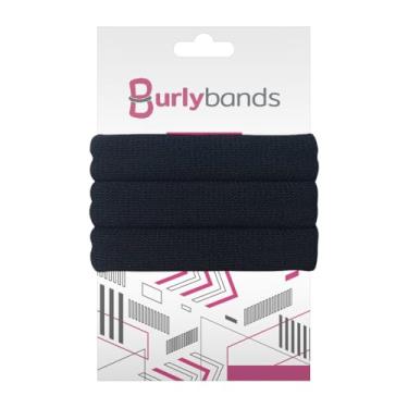 Imagem de Burlybands Laços de cabelo grandes para cabelos grossos pesados ou encaracolados. Sem deslizamento, sem danos, sem costura, rabo-de-cavalo, Scrunchies Sports Thick Hair Ties (3 peças)