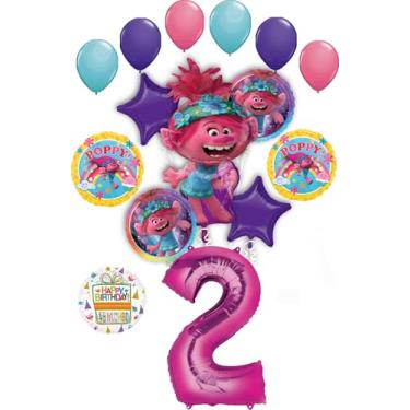 Imagem de Poppy World Tour 2nd Birthday Party Supplies Trolls 15pc Balloon Bouquet Decorations