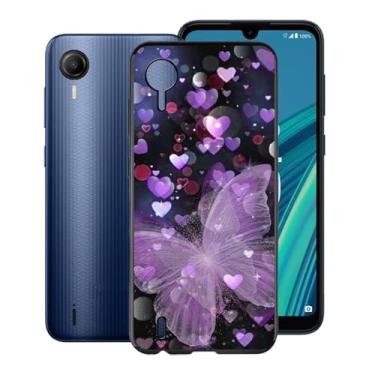 Imagem de KJYFOANI Capa para Cricket Debut S2, capa preta à prova de choque, capa de proteção antiarranhões contra queda de 360°, capa de telefone ultrafina de silicone macio ultrafino para Cricket Debut S2