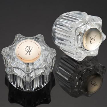 Imagem de PuritySage Substituição do puxador da torneira do chuveiro, compatível com Delta MP54260, maçanetas de chuveiro quente/frio com plástico acrílico (pacote com 2)