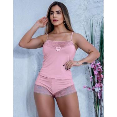 Imagem de Baby Doll Sensual Top Doll Feminino em Renda Curtinho Para Dormir Sem 