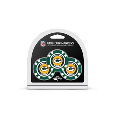 Imagem de Team Golf Pacote com 3 marcadores de bola de golfe NFL Green Bay Packers, tamanho de fichas de pôquer com marcadores de esmalte de dupla face menores pop out
