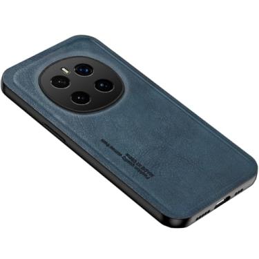 Imagem de HAO RIYLN Capa de couro para Honor Magic 7 Pro/7, proteção de lente com tudo incluído, capa fina, suporte de suporte para carro, capa de negócios leve, azul, 7Pro