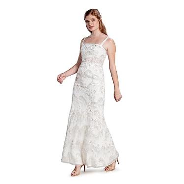 Imagem de Dress the Population Vestido longo feminino Aria sereia, Branco multi, M