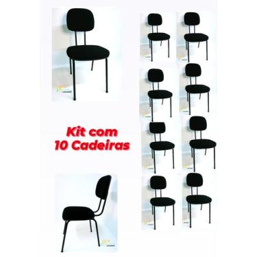 Imagem de Cadeira secretária fixa palito preta Kit com 10 - SJS