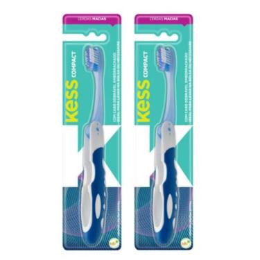 Imagem de Kit Escova Dental Compact Macia Kess Belliz Azul C/2 - BELLIZ COMPANY