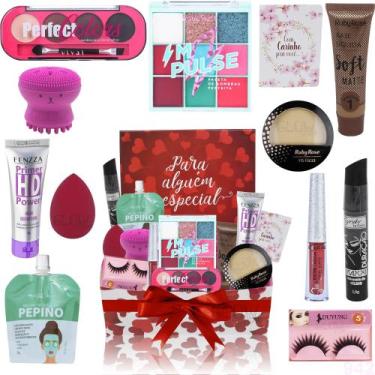 Imagem de Kit Completo Maquiagem Na Caixa Presente Glow Pink, Base Media