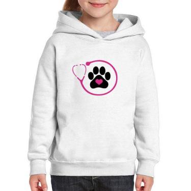 Imagem de Moletom Infantil Medicina Veterinária Patinha - Foca na Moda, Branco, 