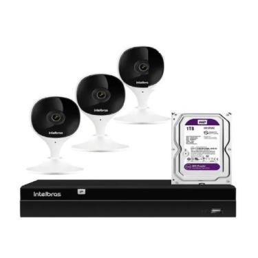 Imagem de Kit 3 Câmeras Infra 10 Wifi Sf Imx Full Hd Nvr Intelbras 1tb