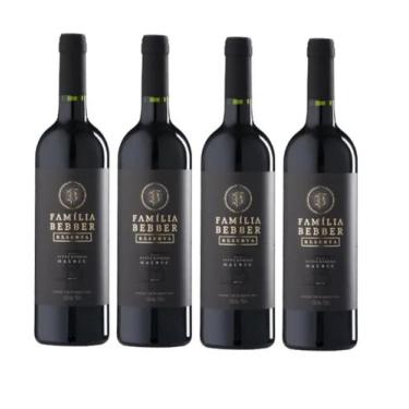 Imagem de Kit 4 Un Vinho Família Bebber Reserva Malbec 750 ml