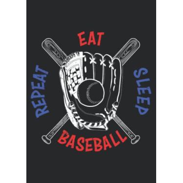 Imagem de Notizbuch A4 dotted, gepunktet, punktiert mit Softcover Design: Eat Sleep Baseball Repeat Pitcher Catcher: 120 dotted (Punktgitter) DIN A4 Seiten