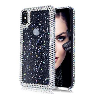 Imagem de Capa Jesiya para iPhone Xs/iPhone X/iPhone 10 3D Glitter Brilhante Brilhante Cristal Brilhante Diamante Para-choque Capa Protetora Transparente para iPhone Xs/iPhone X/iPhone 10 Transparente, iPhone XS/iPhone X/iPhone 10, Star Dust