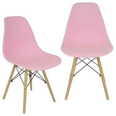 Imagem de Kit 2 Cadeiras Charles Eames Eiffel Wood Design Rosa - Lianto Decor