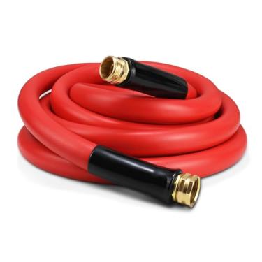 Imagem de Mangueira de jardim 3 m x 5/20.3 cm mangueira de água quente, -45.6 °C a 87.8 °C, resistente explosão 600psi, mangueiras de borracha flexíveis atualizadas, acessórios sólidos de 3/10.2 cm para gramado