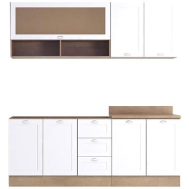 Imagem de Cozinha Modulada 5 Pecas 200 cm DENV Balcao Pia Branco Rivera Dtall